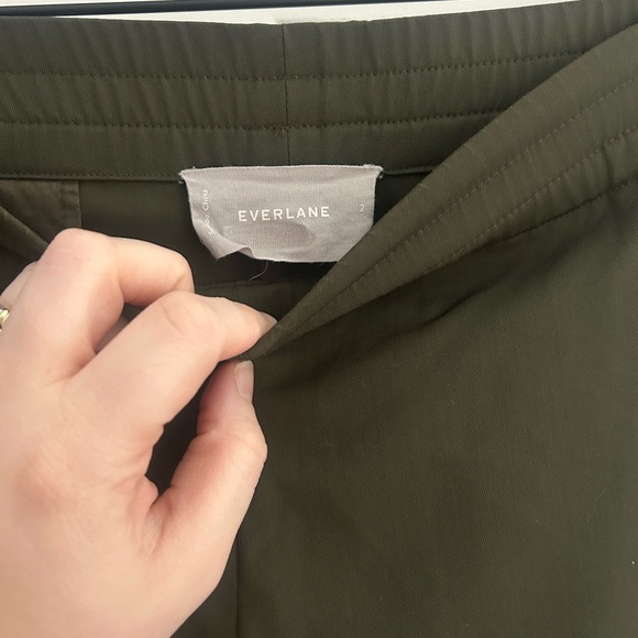 Everlane • The Italian Easy Pull On Khaki Green Go Weave Pant Sz 2 100% Wool - Picture 4 of 9